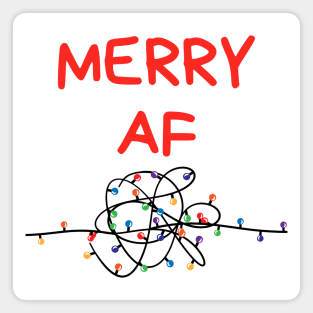 Christmas Humor. Rude, Offensive, Inappropriate Christmas Card. Merry AF. Red Magnet